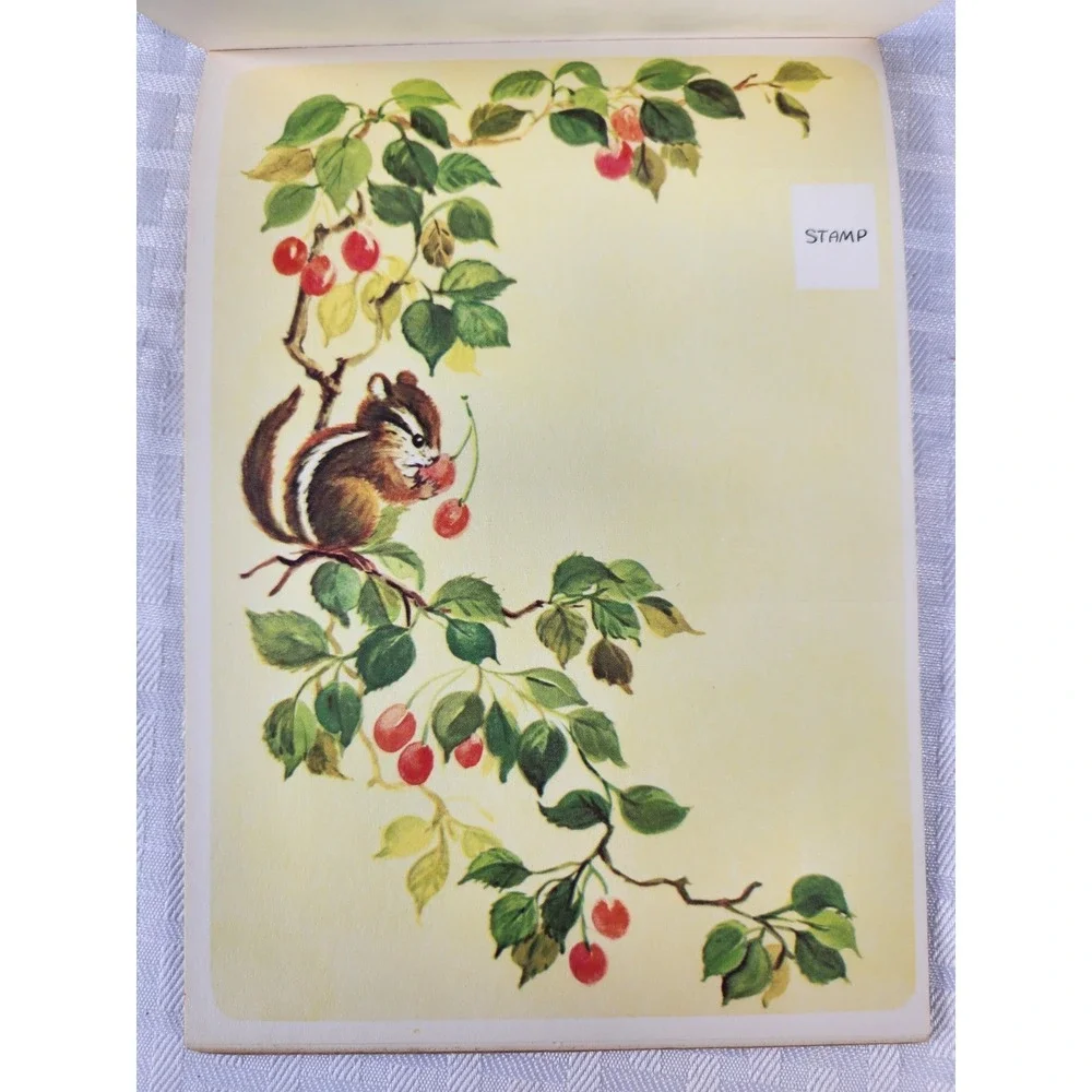 Vintage 1970's Forest Friends Stationary Set Fold, Seal, and Send Animal Prints